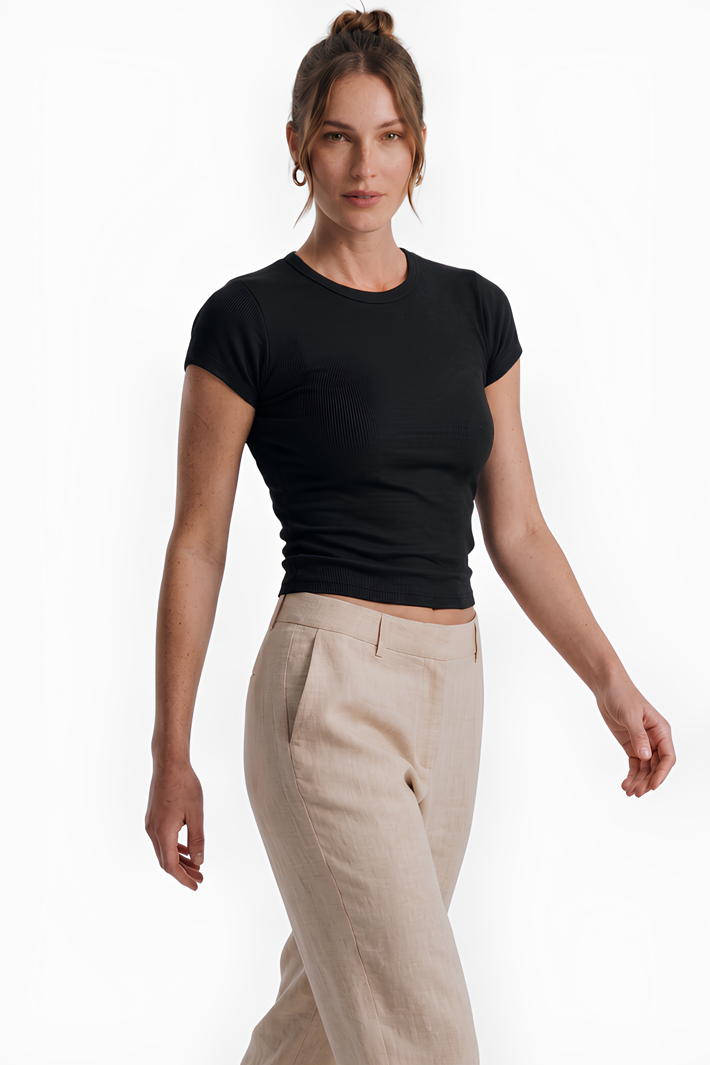Siyah Slim Fit Esnek Kumaşlı Kısa Kollu Tişört