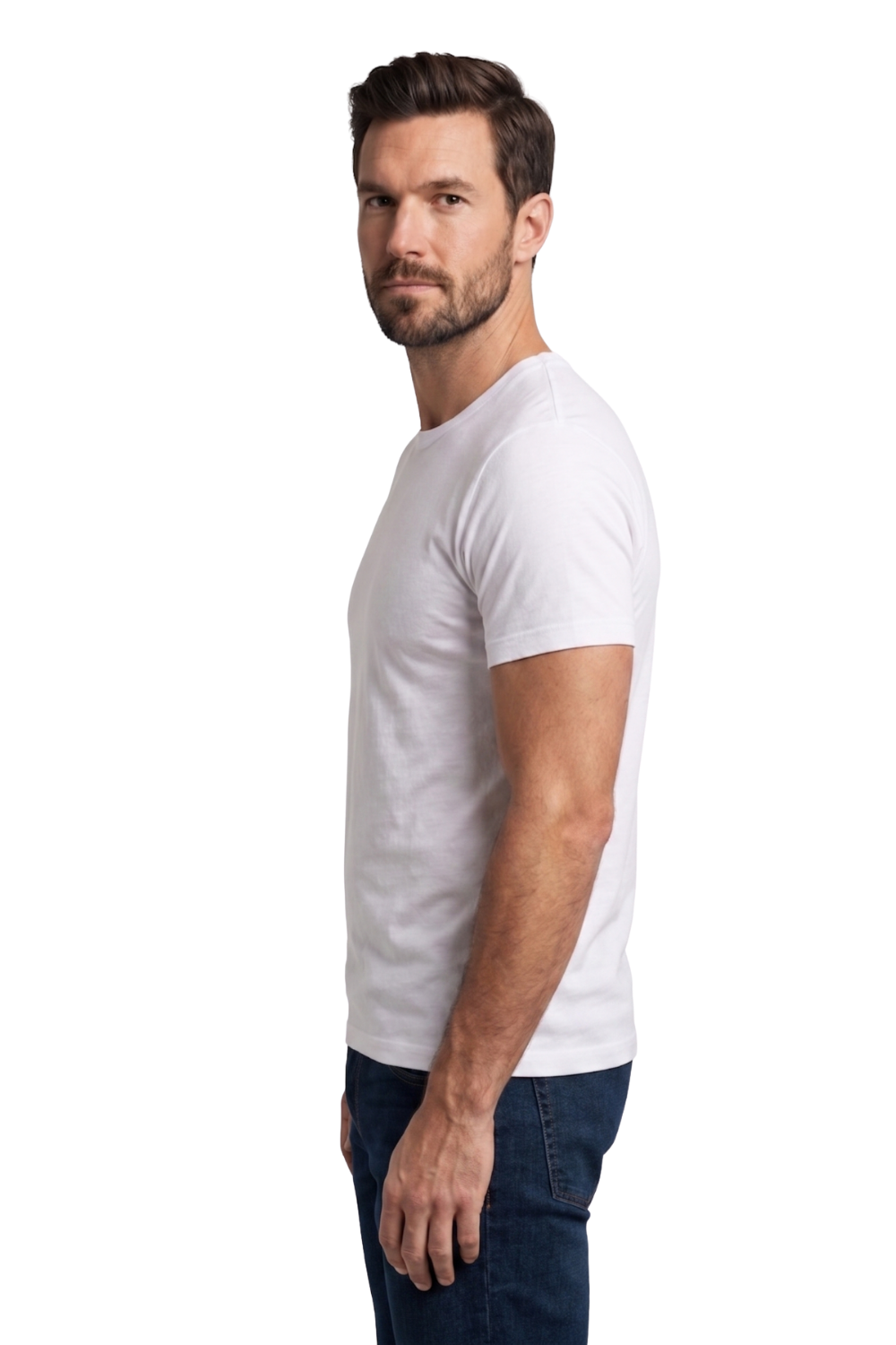 Slim Fit %100 Pamuk Beyaz Tişört