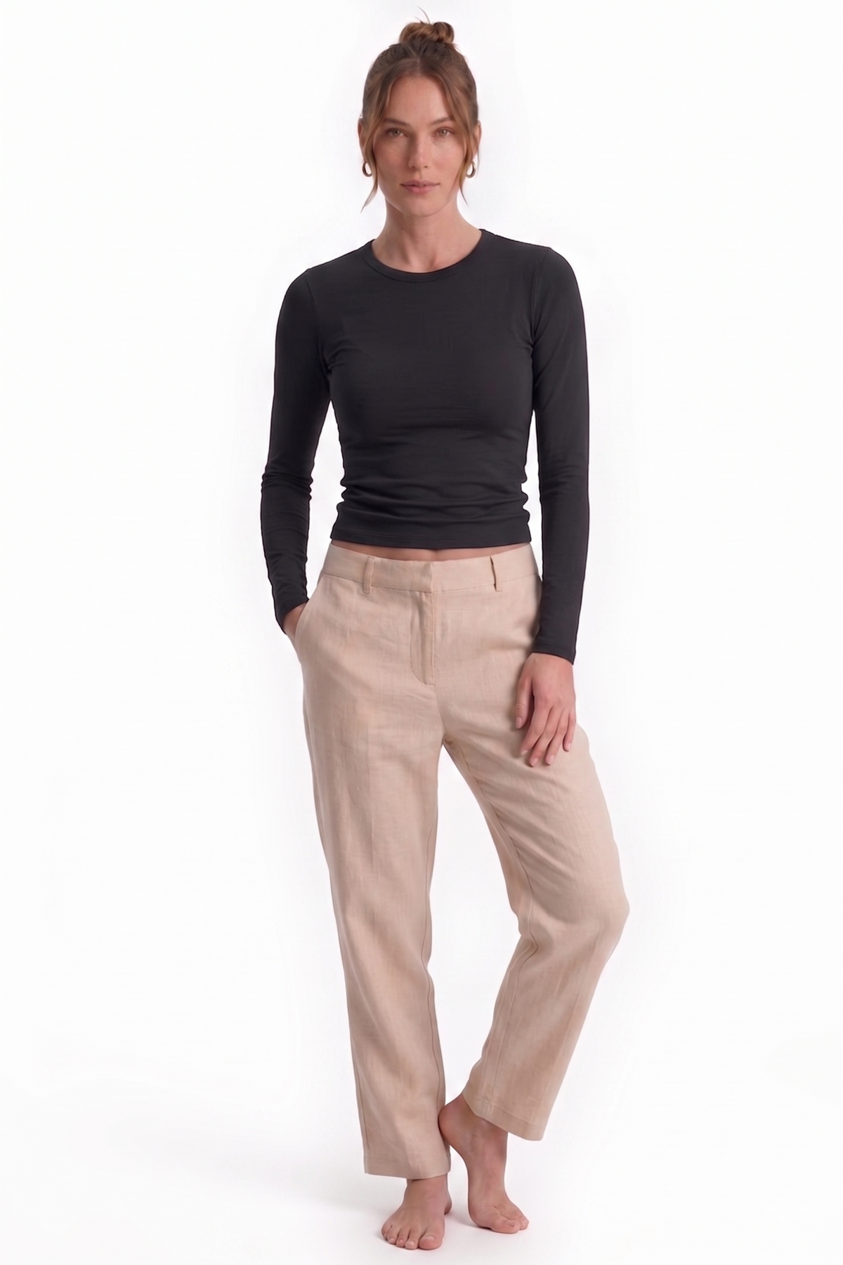 Siyah Slim Fit Esnek Kumaşlı Uzun Kollu Tişört