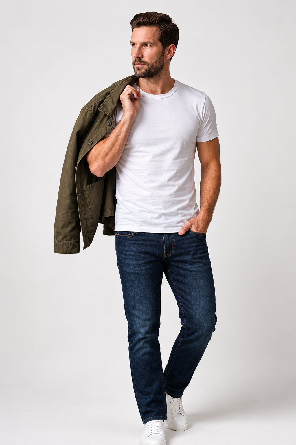 Slim Fit %100 Pamuk Beyaz Tişört