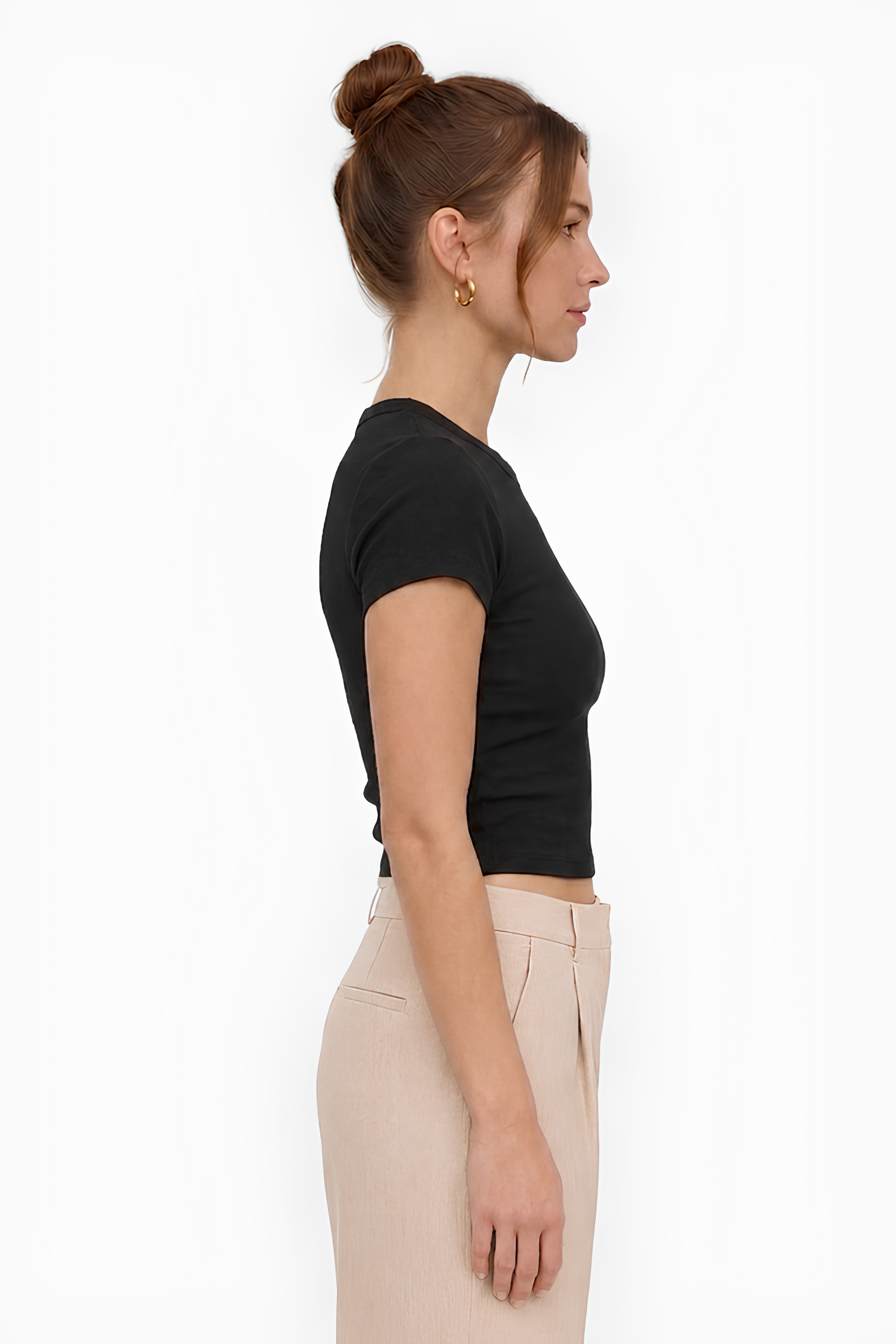 Siyah Slim Fit Esnek Kumaşlı Kısa Kollu Tişört