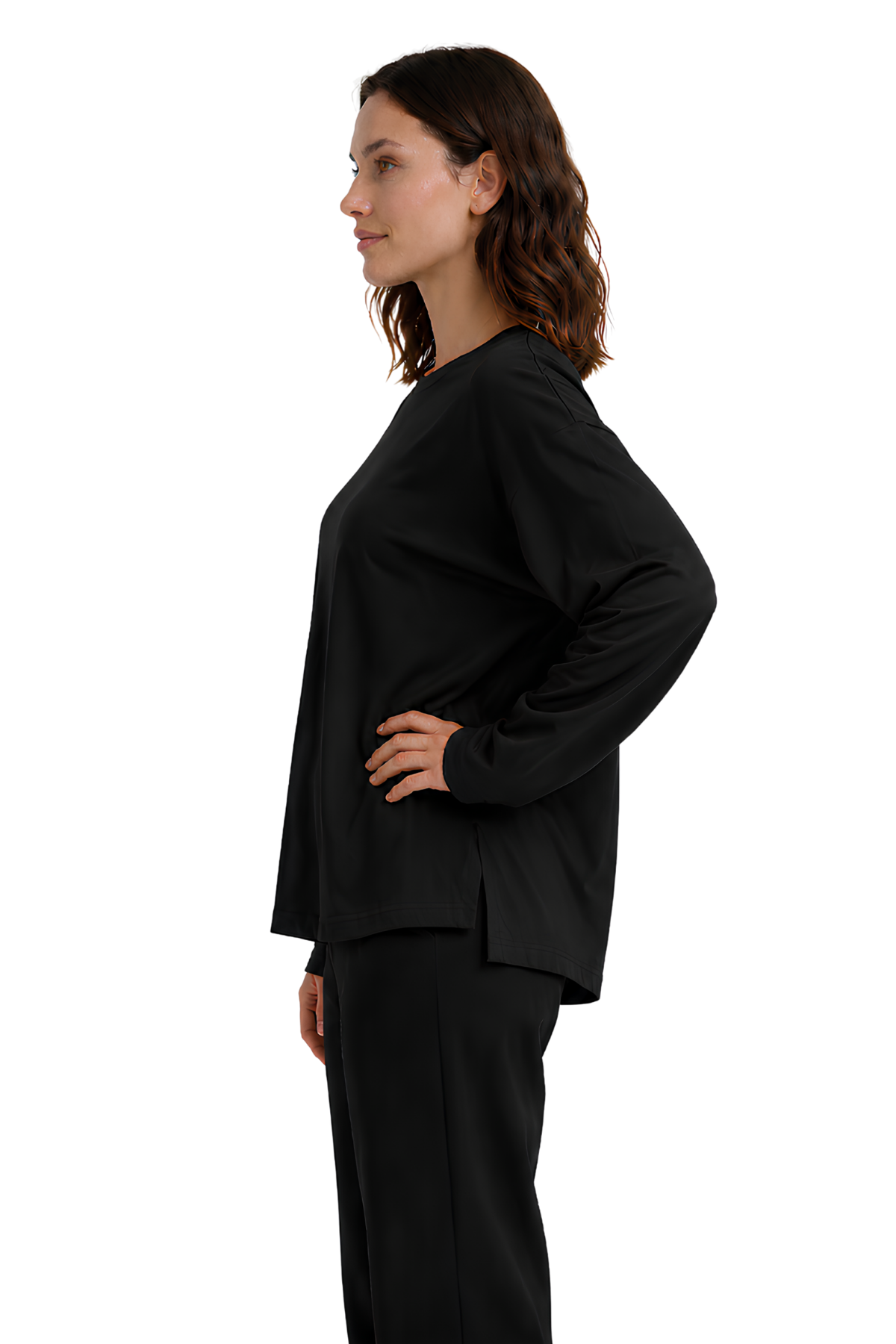 Oversize %100 Pamuk Yırtmaçlı Beyaz Tişört