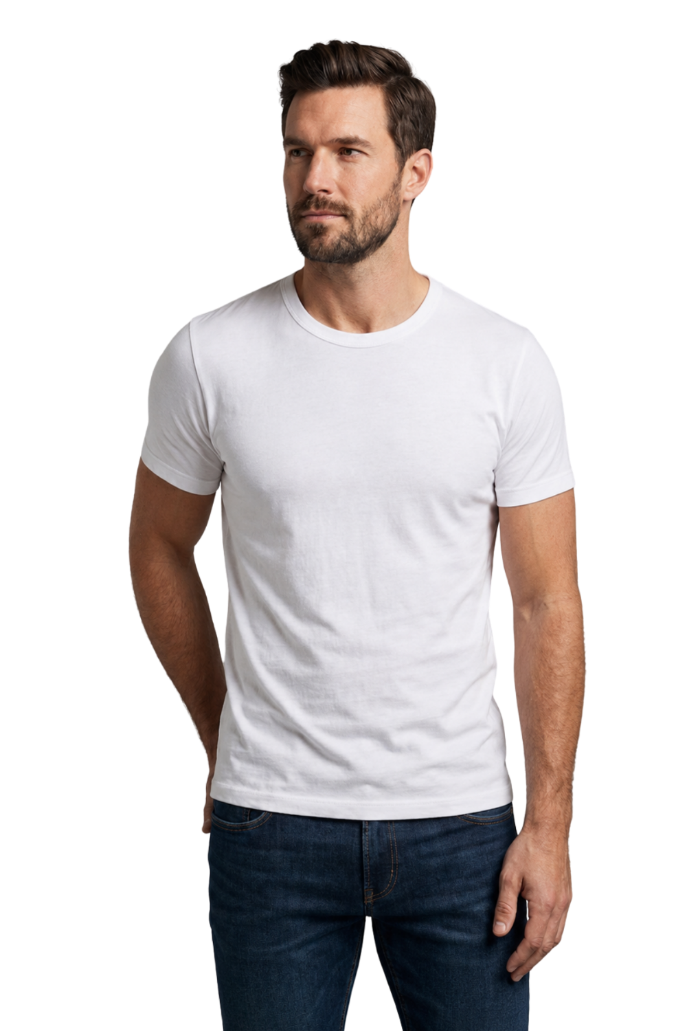 Slim Fit %100 Pamuk Beyaz Tişört