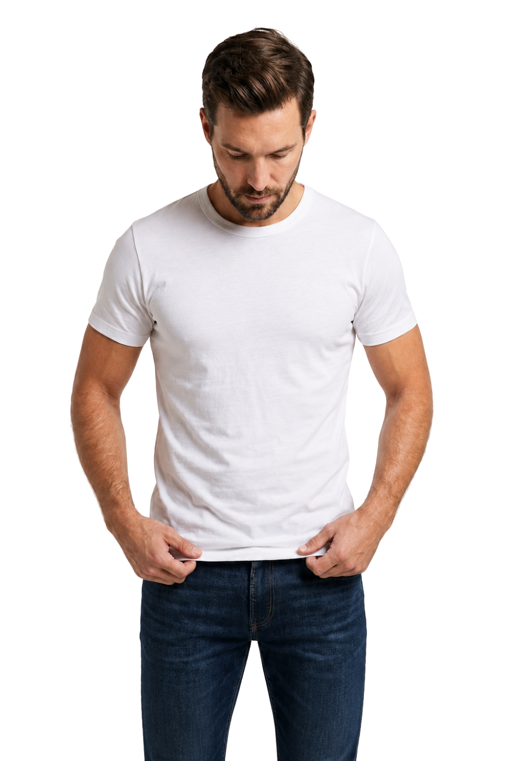 Slim Fit %100 Pamuk Beyaz Tişört