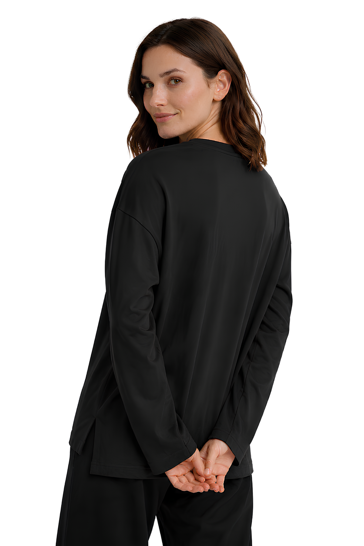Oversize %100 Pamuk Yırtmaçlı Beyaz Tişört