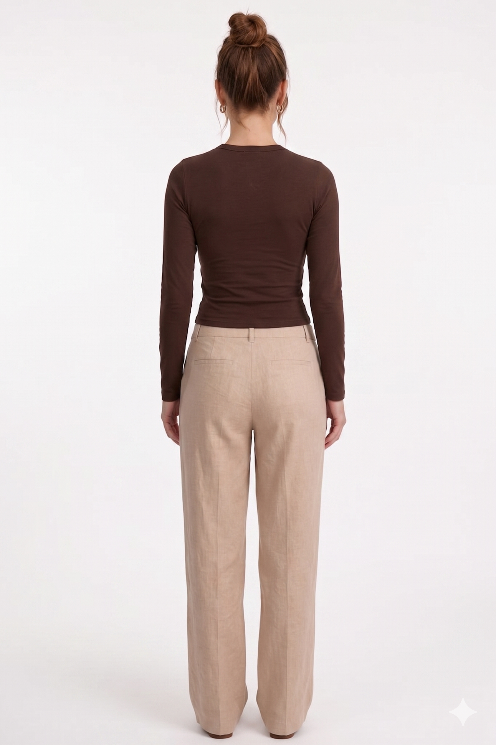 Kahverengi Slim Fit Esnek Kumaşlı Uzun Kollu Tişört