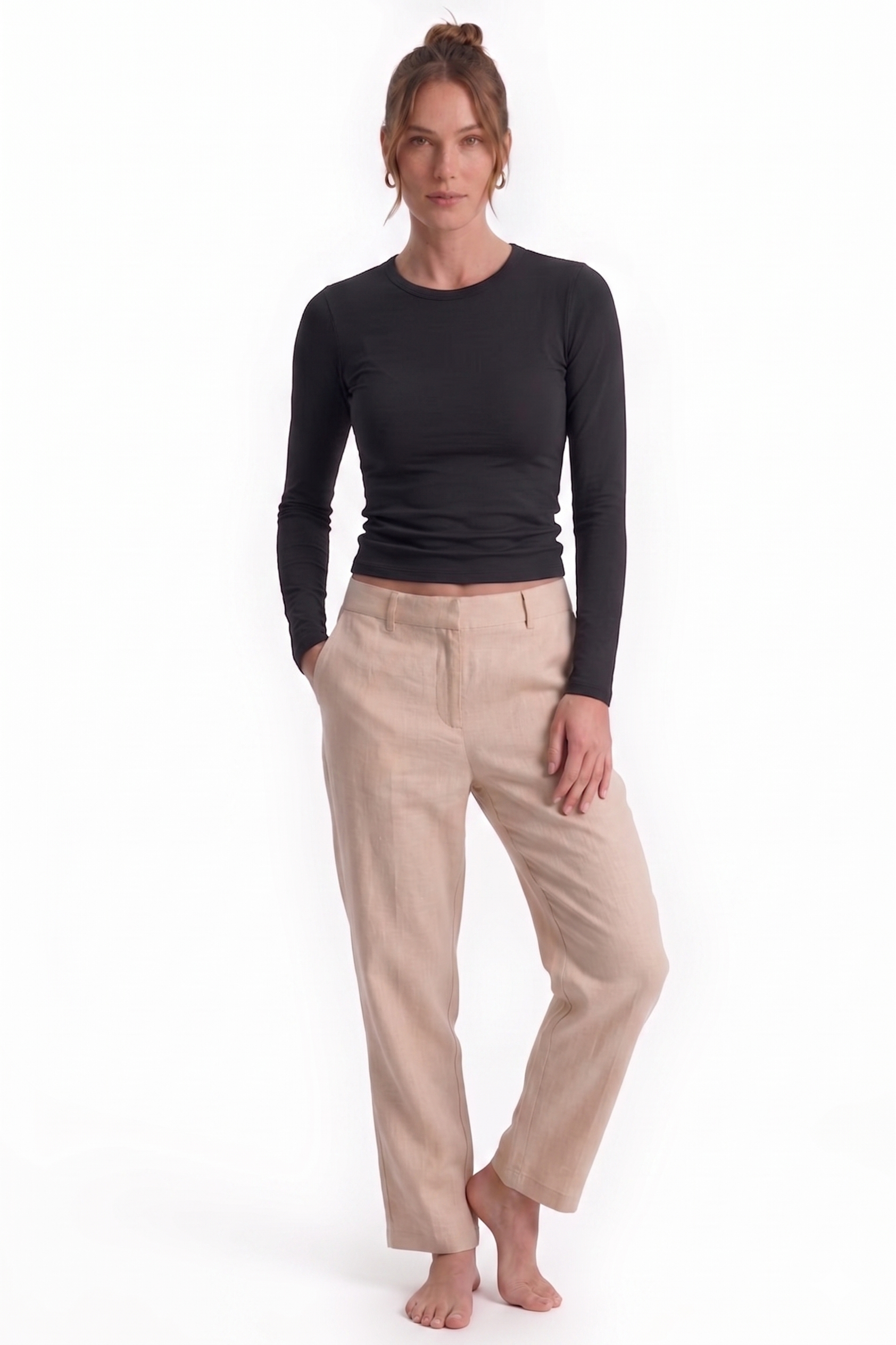 Siyah Slim Fit Esnek Kumaşlı Uzun Kollu Tişört