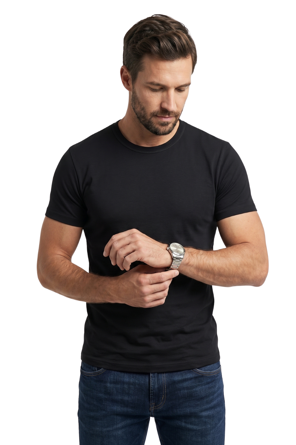 Slim Fit %100 Pamuk Siyah Tişört